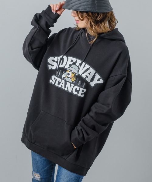 SIDEWAY STANCE（サイドウェイスタンス）の「【SIDEWAY STANCE】オリジナル グラフィック プリント オーバーサイズ スウェット プルパーカー（パーカー・メンズ・ブルーグレー/ブラック/オフホワイト/杢グレー/グレー系その他/ブラック系その他/カーキ・MEDIUM/X-LARGE/LARGE）」の4枚目の写真