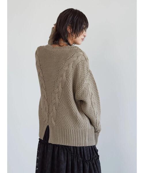 Green　Parks（グリーンパークス）の「・SUGAR SPOON ケーブルニットカーディガン＊（カーディガン/ボレロ・レディース・チャコールグレー/アイボリー/杢グレー/グレイッシュベージュ・FREE）」の22枚目の写真