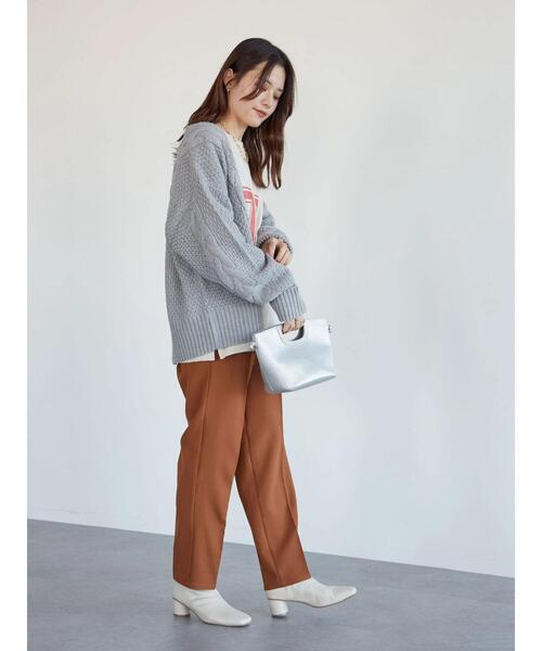 Green　Parks（グリーンパークス）の「・SUGAR SPOON ケーブルニットカーディガン＊（カーディガン/ボレロ・レディース・チャコールグレー/アイボリー/杢グレー/グレイッシュベージュ・FREE）」の19枚目の写真