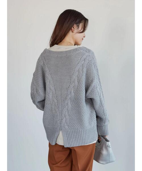 Green　Parks（グリーンパークス）の「・SUGAR SPOON ケーブルニットカーディガン＊（カーディガン/ボレロ・レディース・チャコールグレー/アイボリー/杢グレー/グレイッシュベージュ・FREE）」の17枚目の写真