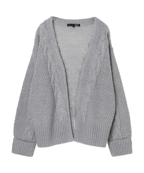 Green　Parks（グリーンパークス）の「・SUGAR SPOON ケーブルニットカーディガン＊（カーディガン/ボレロ・レディース・チャコールグレー/アイボリー/杢グレー/グレイッシュベージュ・FREE）」の16枚目の写真