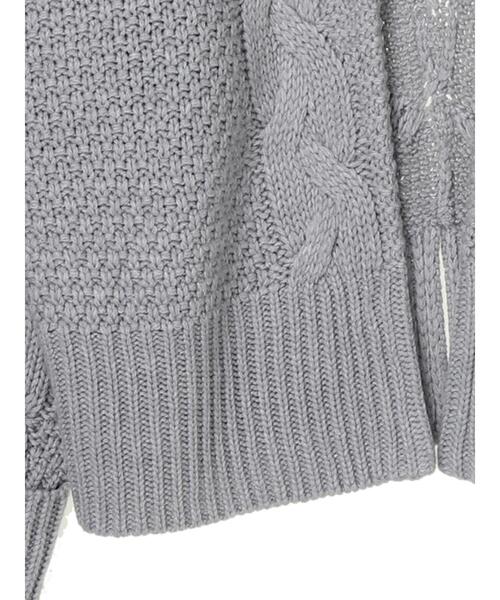 Green　Parks（グリーンパークス）の「・SUGAR SPOON ケーブルニットカーディガン＊（カーディガン/ボレロ・レディース・チャコールグレー/アイボリー/杢グレー/グレイッシュベージュ・FREE）」の12枚目の写真