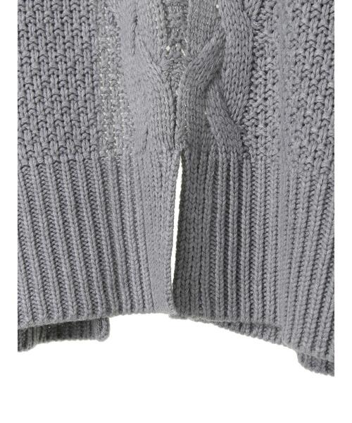 Green　Parks（グリーンパークス）の「・SUGAR SPOON ケーブルニットカーディガン＊（カーディガン/ボレロ・レディース・チャコールグレー/アイボリー/杢グレー/グレイッシュベージュ・FREE）」の10枚目の写真