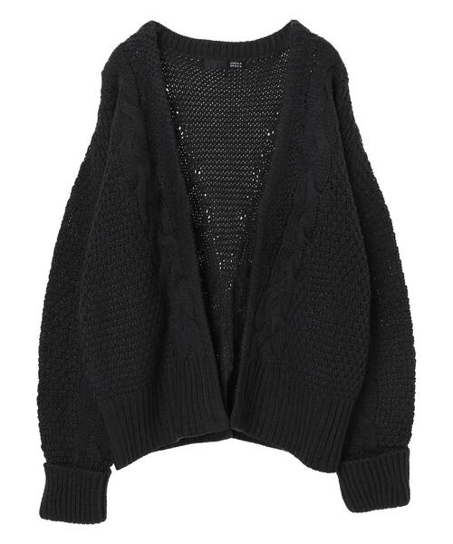 Green　Parks（グリーンパークス）の「・SUGAR SPOON ケーブルニットカーディガン＊（カーディガン/ボレロ・レディース・チャコールグレー/アイボリー/杢グレー/グレイッシュベージュ・FREE）」の6枚目の写真