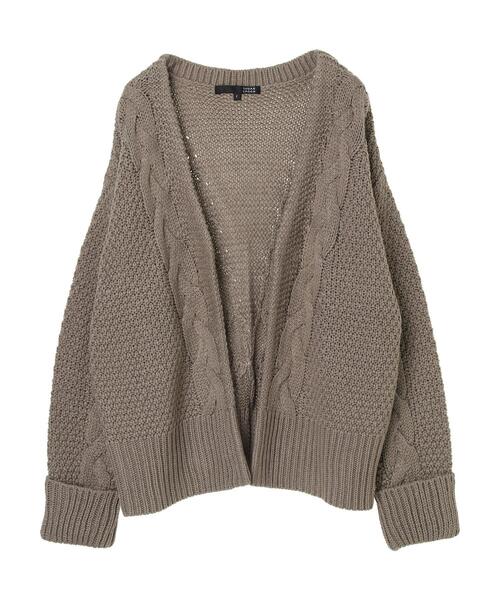 Green　Parks（グリーンパークス）の「・SUGAR SPOON ケーブルニットカーディガン＊（カーディガン/ボレロ・レディース・チャコールグレー/アイボリー/杢グレー/グレイッシュベージュ・FREE）」の5枚目の写真