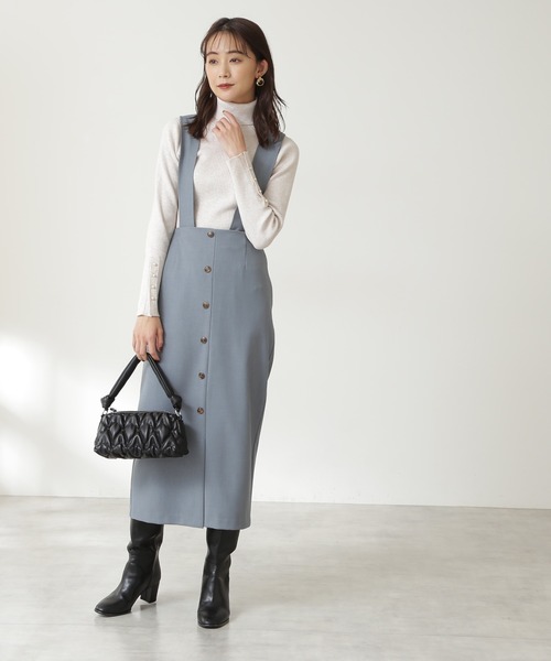 N.(N. Natural Beauty Basic)(エヌエヌナチュラルビューティーベーシック)の「◆パールボタンタートルネックニット(ニット/セーター・レディース・ミント/オフホワイト/ベージュ/ネイビー・MEDIUM)」の5枚目の写真