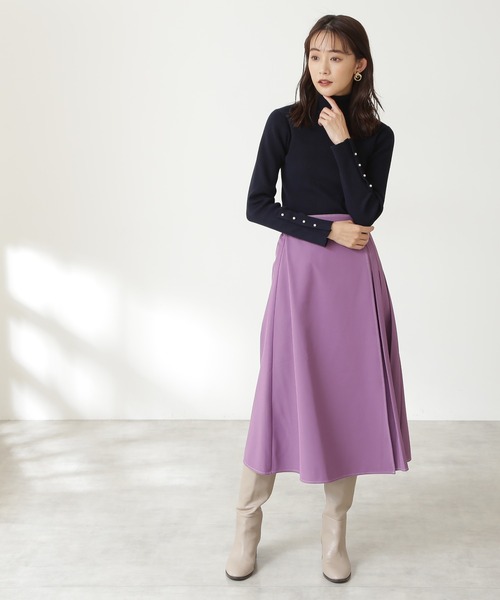 N.(N. Natural Beauty Basic)(エヌエヌナチュラルビューティーベーシック)の「◆パールボタンタートルネックニット(ニット/セーター・レディース・ミント/オフホワイト/ベージュ/ネイビー・MEDIUM)」の13枚目の写真