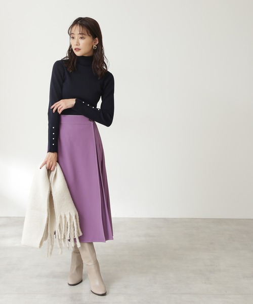 N.(N. Natural Beauty Basic)(エヌエヌナチュラルビューティーベーシック)の「◆パールボタンタートルネックニット(ニット/セーター・レディース・ミント/オフホワイト/ベージュ/ネイビー・MEDIUM)」の14枚目の写真