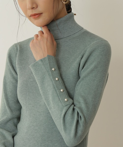 N.(N. Natural Beauty Basic)(エヌエヌナチュラルビューティーベーシック)の「◆パールボタンタートルネックニット(ニット/セーター・レディース・ミント/オフホワイト/ベージュ/ネイビー・MEDIUM)」の17枚目の写真