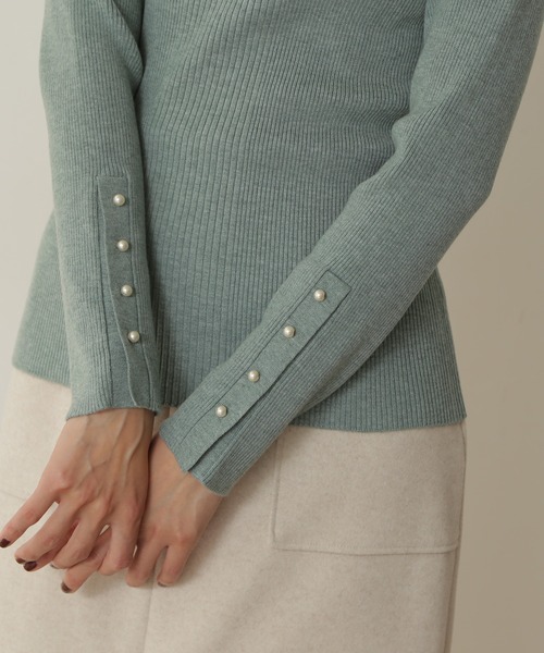 N.(N. Natural Beauty Basic)(エヌエヌナチュラルビューティーベーシック)の「◆パールボタンタートルネックニット(ニット/セーター・レディース・ミント/オフホワイト/ベージュ/ネイビー・MEDIUM)」の19枚目の写真