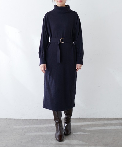 natural couture（ナチュラルクチュール）の「【WEB限定カラー有り】MAYUKOさんコラボお上品ニットワンピース（ワンピース・レディース・ネイビー/ミント/ラベンダー・FREE）」の19枚目の写真