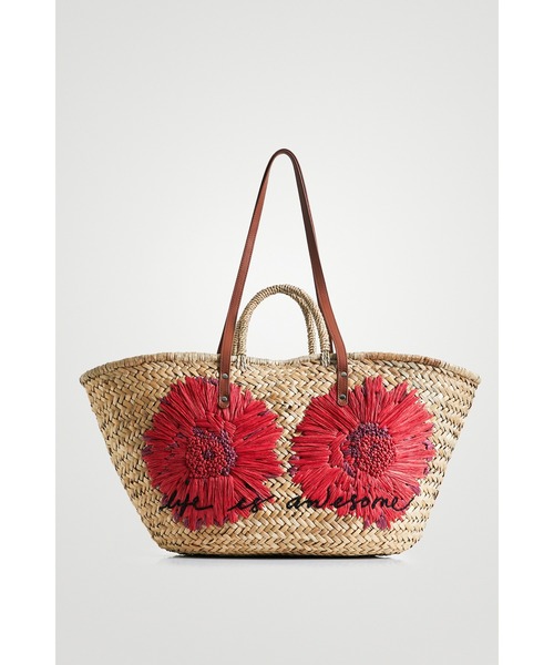 Desigual(デシグアル)の「フラワー刺繍かごトートバッグ(かごバッグ・レディース・ホワイト・FREE)」の6枚目の写真