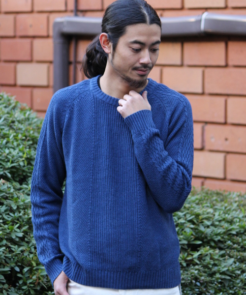 417 EDIFICE（フォーワンセブンエディフィス）の「◇KEEP BULE タックC/N L/S（ニット/セーター・メンズ・ブルー/ネイビー/その他・SMALL/LARGE/MEDIUM）」の3枚目の写真
