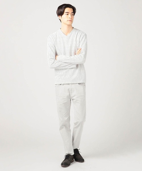 HIDEAWAYS NICOLE（ハイダウェイニコル）の「フクレジャカード Vネックカットソー（Tシャツ/カットソー・メンズ・ホワイト×ブラック/ブラック×ホワイト・X-LARGE/MEDIUM/LARGE）」の6枚目の写真