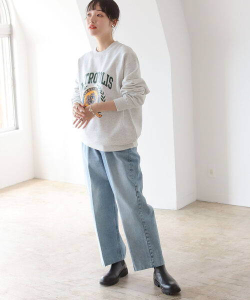 BeAMS DOT（ビームスドット）の「【WEB限定】BeAMS DOT / カレッジロゴ オーバースウェット（スウェット・レディース・グレー/ネイビー・FREE）」の6枚目の写真