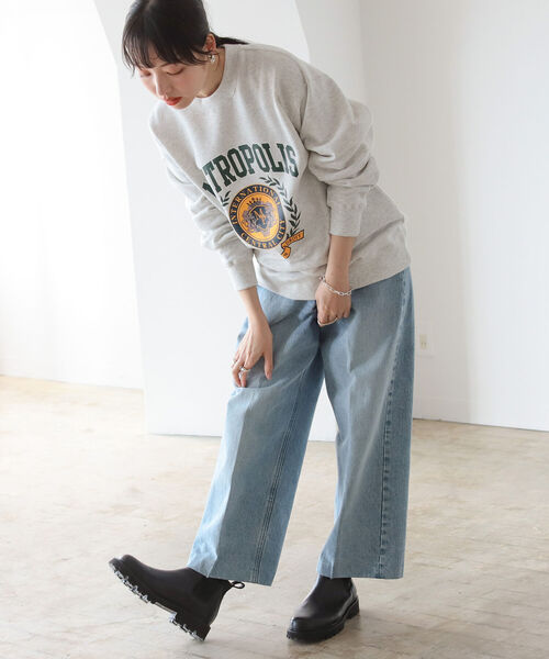 BeAMS DOT（ビームスドット）の「【WEB限定】BeAMS DOT / カレッジロゴ オーバースウェット（スウェット・レディース・グレー/ネイビー・FREE）」の8枚目の写真