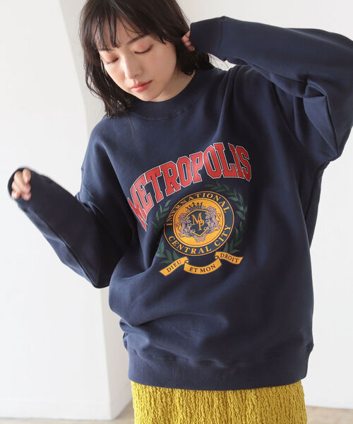 BeAMS DOT（ビームスドット）の「【WEB限定】BeAMS DOT / カレッジロゴ オーバースウェット（スウェット・レディース・グレー/ネイビー・FREE）」の11枚目の写真
