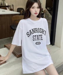 DEVICE | プレミアム コットン オーバーサイズ シンプルロゴ カレッジ Ｔシャツ(Tシャツ/カットソー)