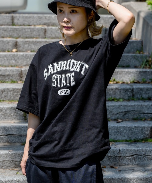 DEVICE（デバイス）の「プレミアム コットン オーバーサイズ カレッジロゴ Ｔシャツ（Tシャツ/カットソー・レディース・ホワイト/ブラック・FREE）」の7枚目の写真