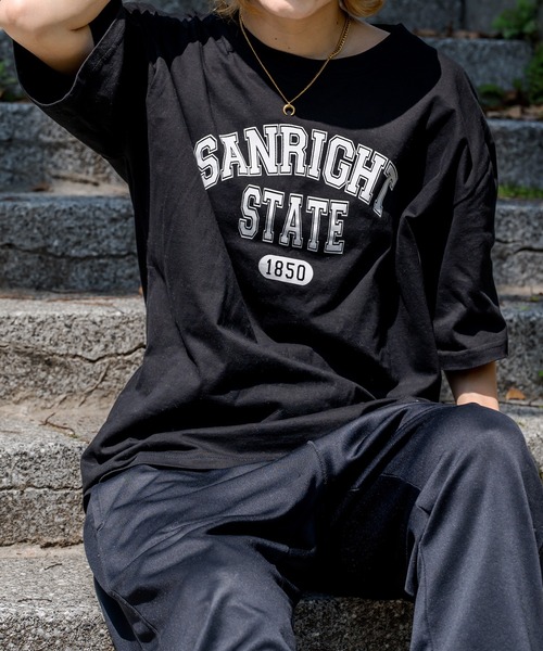 DEVICE（デバイス）の「プレミアム コットン オーバーサイズ カレッジロゴ Ｔシャツ（Tシャツ/カットソー・レディース・ホワイト/ブラック・FREE）」の11枚目の写真