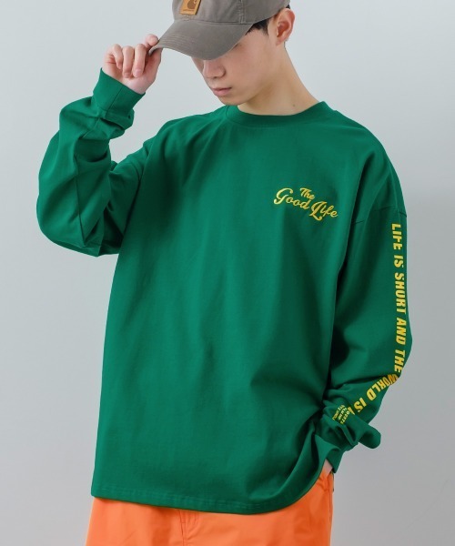 improves(インプローブス)の「ヘビーウェイ ト袖プリント オーバーサイズ ロンT(Tシャツ/カットソー・メンズ・ホワイト/グリーン/ブラック/ブルー/マスタード・LARGE/MEDIUM)」の4枚目の写真