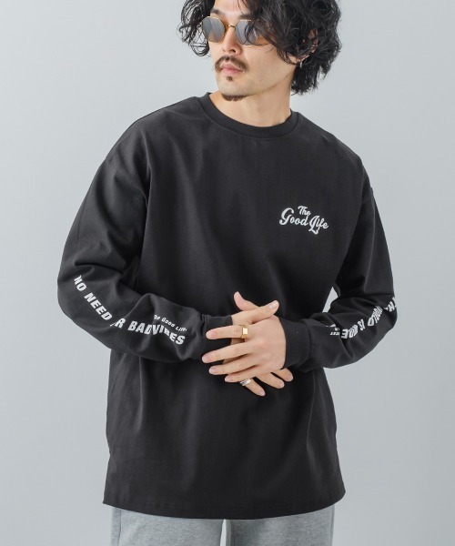 improves(インプローブス)の「ヘビーウェイ ト袖プリント オーバーサイズ ロンT(Tシャツ/カットソー・メンズ・ホワイト/グリーン/ブラック/ブルー/マスタード・LARGE/MEDIUM)」の3枚目の写真