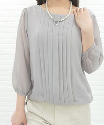 七分袖 シフォンレースブラウス