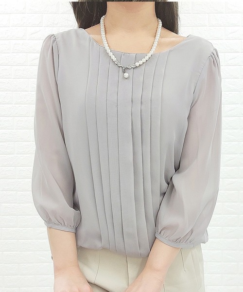 Lace Ladies(レースレディース)の「七分袖 シフォンレースブラウス(シャツ/ブラウス・レディース・ホワイト/ネイビー/ブラック/グレー/アイボリー・L/S/XL/M)」の13枚目の写真