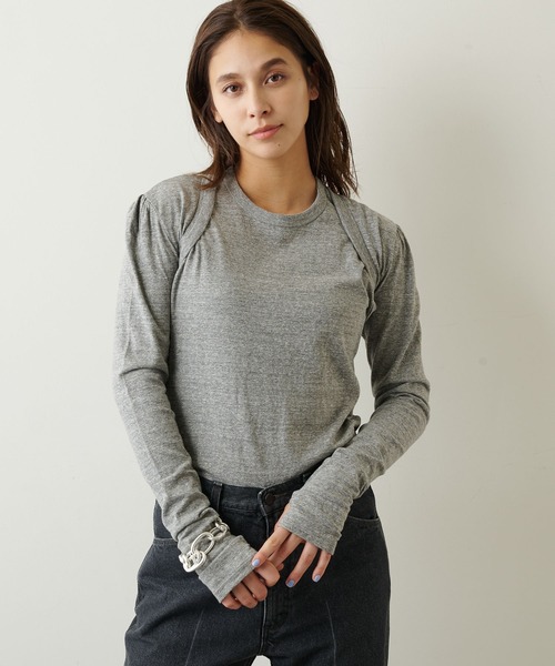 INSCRIRE(アンスクリア)の「【INSCRIRE】RaffyレイヤードT(Tシャツ/カットソー・レディース・ホワイト/グレー・MEDIUM)」の13枚目の写真