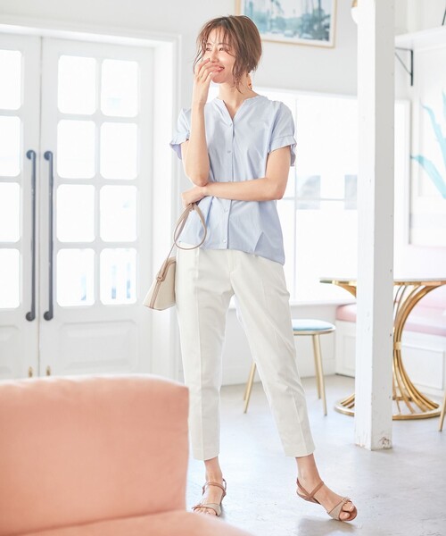 ANY SIS(エニィスィス)の「【洗える】シルケットスキッパー ブラウス(Tシャツ/カットソー・レディース・スカイブルー系1/ライトグリーン系1/ネイビー系1/ベージュ系1・2)」の19枚目の写真