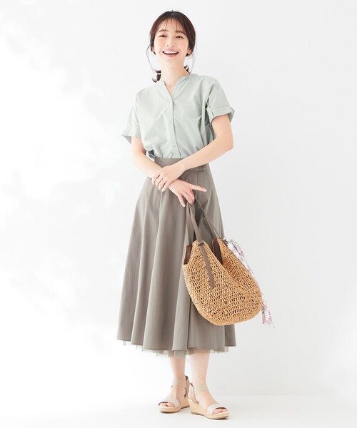ANY SIS(エニィスィス)の「【洗える】シルケットスキッパー ブラウス(Tシャツ/カットソー・レディース・スカイブルー系1/ライトグリーン系1/ネイビー系1/ベージュ系1・2)」の17枚目の写真