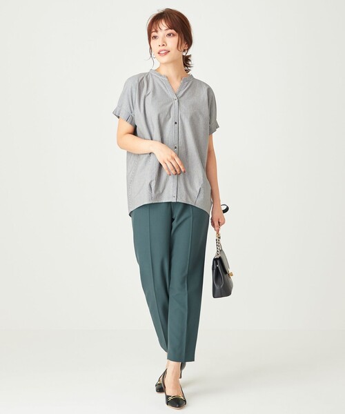 ANY SIS(エニィスィス)の「【洗える】シルケットスキッパー ブラウス(Tシャツ/カットソー・レディース・スカイブルー系1/ライトグリーン系1/ネイビー系1/ベージュ系1・2)」の16枚目の写真
