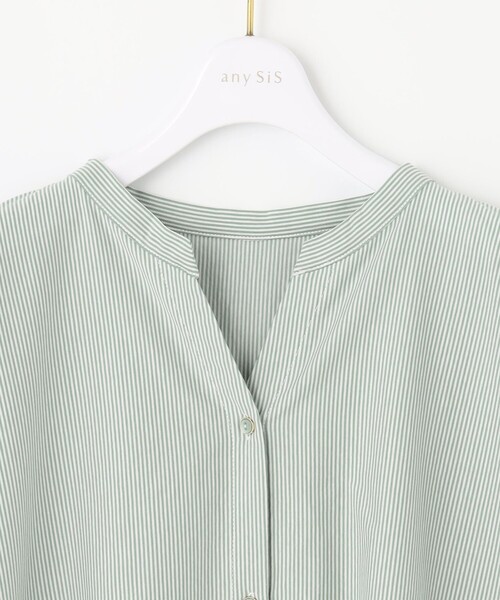 ANY SIS(エニィスィス)の「【洗える】シルケットスキッパー ブラウス(Tシャツ/カットソー・レディース・スカイブルー系1/ライトグリーン系1/ネイビー系1/ベージュ系1・2)」の9枚目の写真