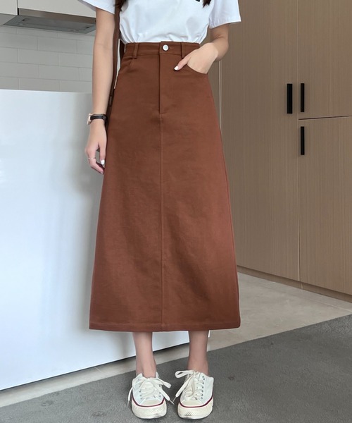 ABITOKYO(アビトーキョー)の「バックスリットストレッチハイウエストデニムスカート(デニムスカート・レディース・ブラック/ピンク/ホワイト/ダークグリーン/ブラウン・S/L/M)」の3枚目の写真