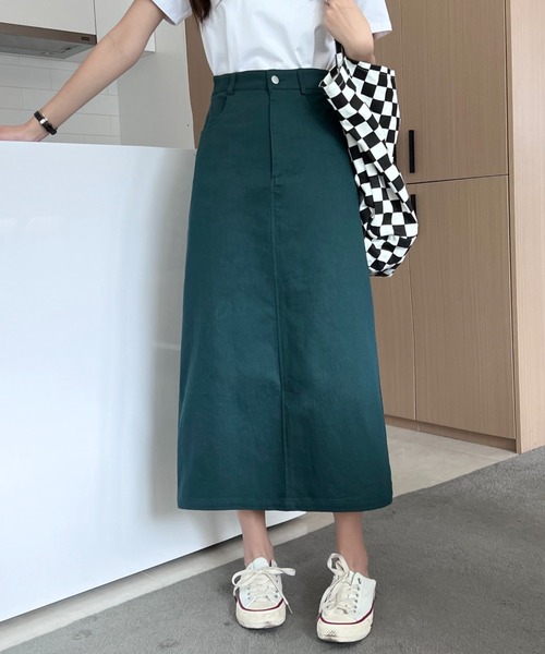 ABITOKYO(アビトーキョー)の「バックスリットストレッチハイウエストデニムスカート(デニムスカート・レディース・ブラック/ピンク/ホワイト/ダークグリーン/ブラウン・S/L/M)」の4枚目の写真