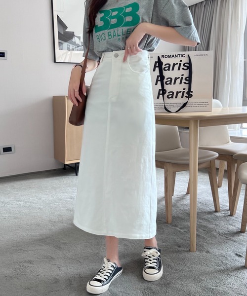 ABITOKYO(アビトーキョー)の「バックスリットストレッチハイウエストデニムスカート(デニムスカート・レディース・ブラック/ピンク/ホワイト/ダークグリーン/ブラウン・S/L/M)」の8枚目の写真