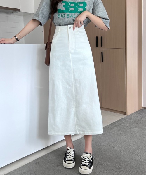 ABITOKYO(アビトーキョー)の「バックスリットストレッチハイウエストデニムスカート(デニムスカート・レディース・ブラック/ピンク/ホワイト/ダークグリーン/ブラウン・S/L/M)」の10枚目の写真