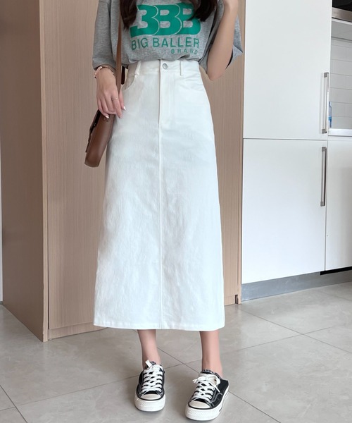 ABITOKYO(アビトーキョー)の「バックスリットストレッチハイウエストデニムスカート(デニムスカート・レディース・ブラック/ピンク/ホワイト/ダークグリーン/ブラウン・S/L/M)」の11枚目の写真