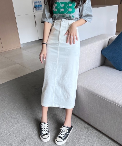ABITOKYO(アビトーキョー)の「バックスリットストレッチハイウエストデニムスカート(デニムスカート・レディース・ブラック/ピンク/ホワイト/ダークグリーン/ブラウン・S/L/M)」の12枚目の写真