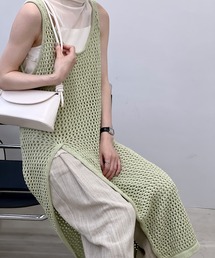 【chuclla】【2022/SS】Crochet long slit layered dress chw22s077