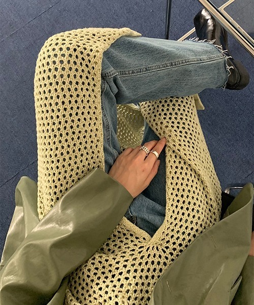 chuclla(チュクラ)の「【chuclla】【2022/SS】Crochet long slit layered dress chw22s077(ワンピース・レディース・グリーン/グレー・FREE)」の6枚目の写真