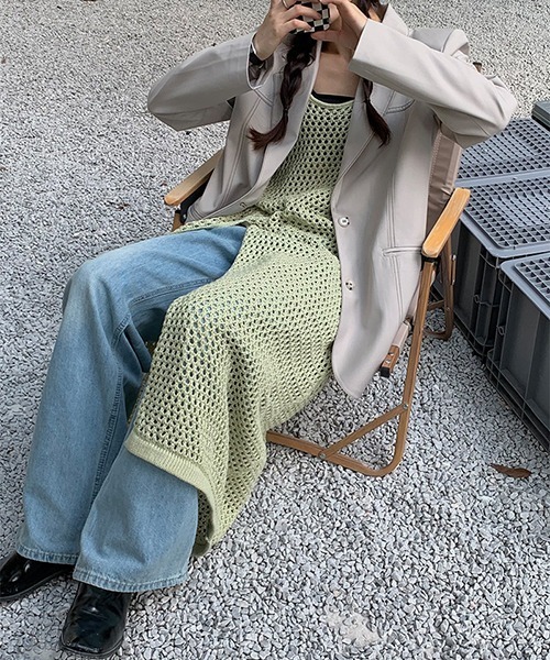 chuclla(チュクラ)の「【chuclla】【2022/SS】Crochet long slit layered dress chw22s077(ワンピース・レディース・グリーン/グレー・FREE)」の9枚目の写真
