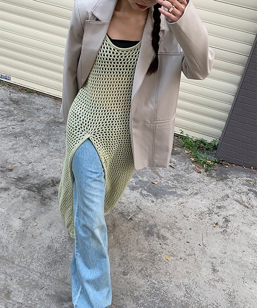 chuclla(チュクラ)の「【chuclla】【2022/SS】Crochet long slit layered dress chw22s077(ワンピース・レディース・グリーン/グレー・FREE)」の18枚目の写真