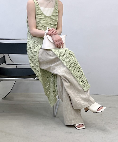 chuclla】【2022/SS】Crochet long slit layered dress