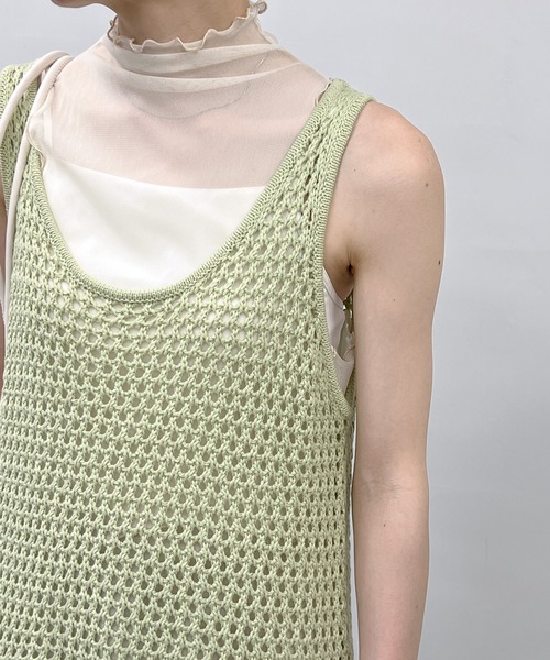 chuclla】【2022/SS】Crochet long slit layered dress