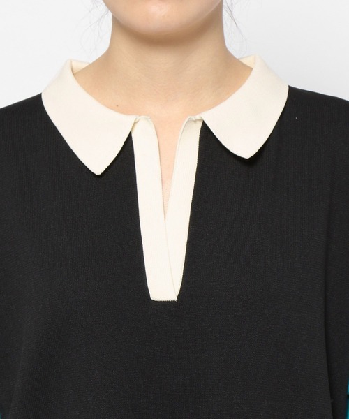 PAGEBOY(ページボーイ)の「バイカラーポロワンピース(ワンピース・レディース・ブラック/オフホワイト・FREE)」の16枚目の写真