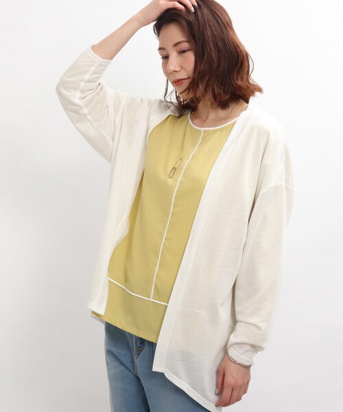 SHOO・LA・RUE(シューラルー)の「◆梨地トッパーカーディガン(カーディガン/ボレロ・レディース・ホワイト系/ベージュ/ピンク系/ブラック・03/04/02)」の2枚目の写真