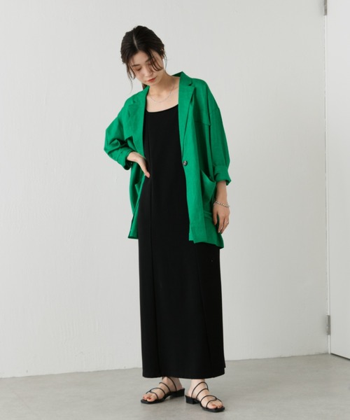Kastane（カスタネ）の「【SETUP対応】リネンBIGジャケット（テーラードジャケット・レディース・ピンク/グリーン/アイボリー・FREE）」の10枚目の写真