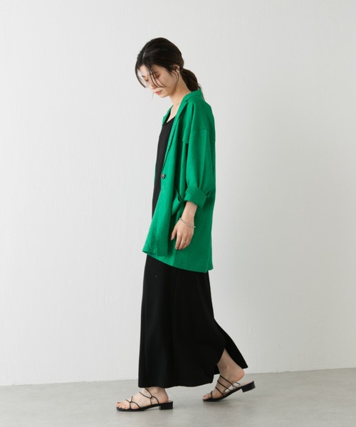 Kastane（カスタネ）の「【SETUP対応】リネンBIGジャケット（テーラードジャケット・レディース・ピンク/グリーン/アイボリー・FREE）」の6枚目の写真