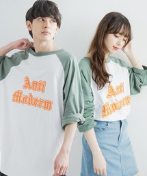 オーバーサイズ ラグランスリーブ七分袖ロゴTシャツ